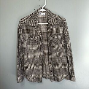 Hollister Black and Cream Houndstooth Coat